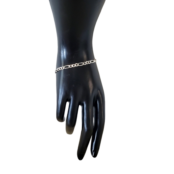 925 Italian Sterling 18" Figaro Chain & 7.25" Bracelet - Picture 6 of 11